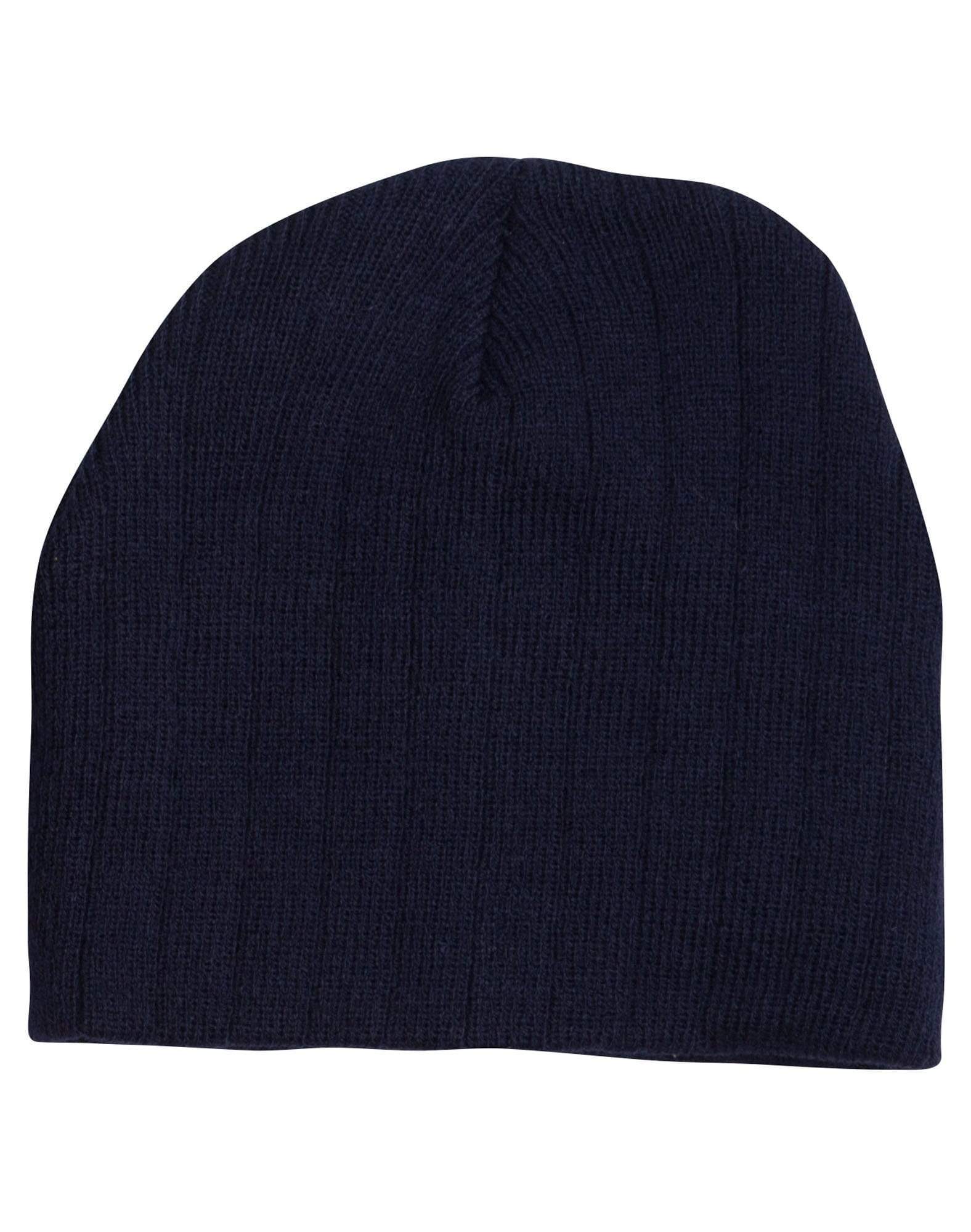 Winning Spirit Active Wear Navy / One size Cable Knit Beanie With Fleece Head BandCH64